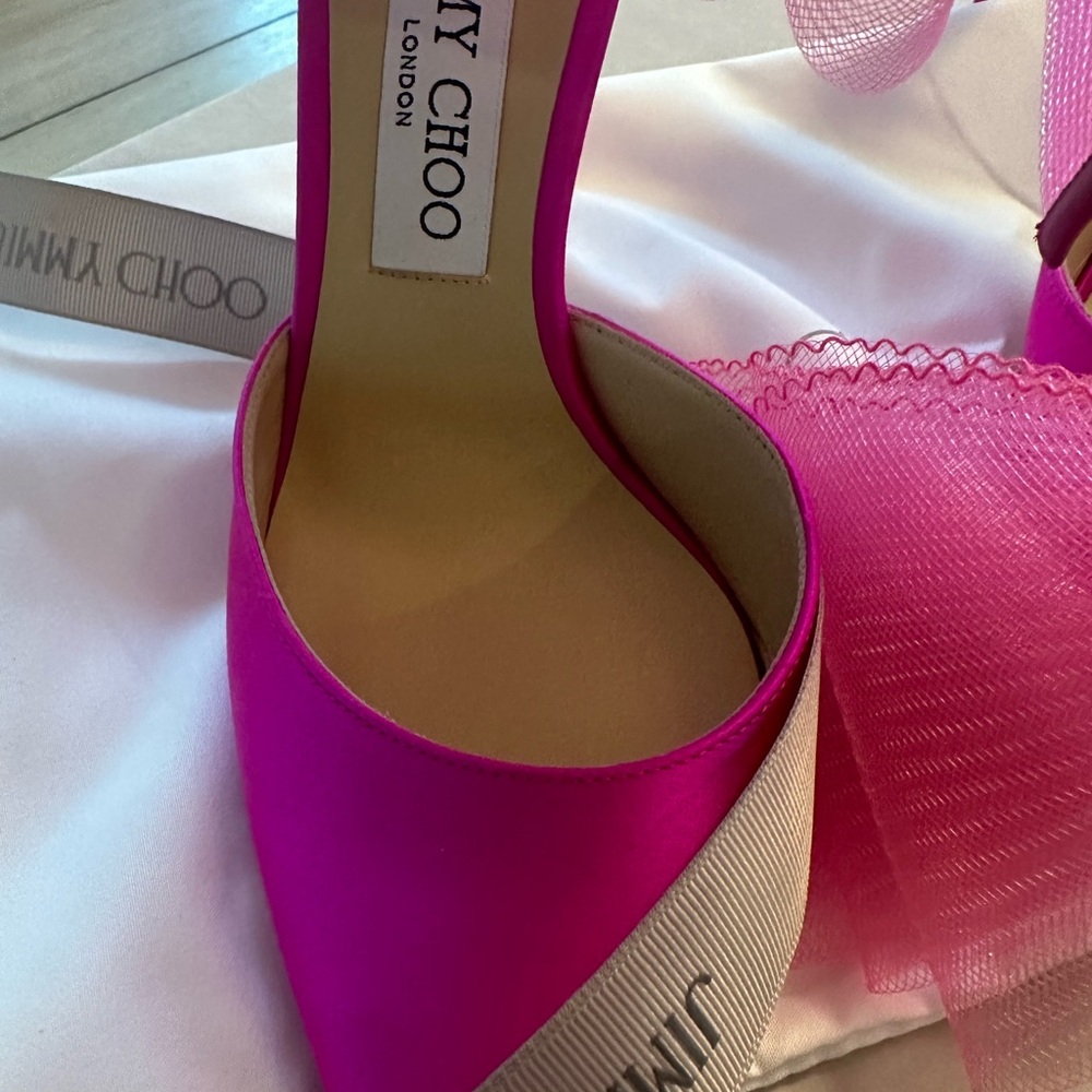 Jimmy Choo Pink Bow Heels - Picture 5 of 8